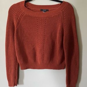 Burnt Orange Boatneck Herringbone Sweater